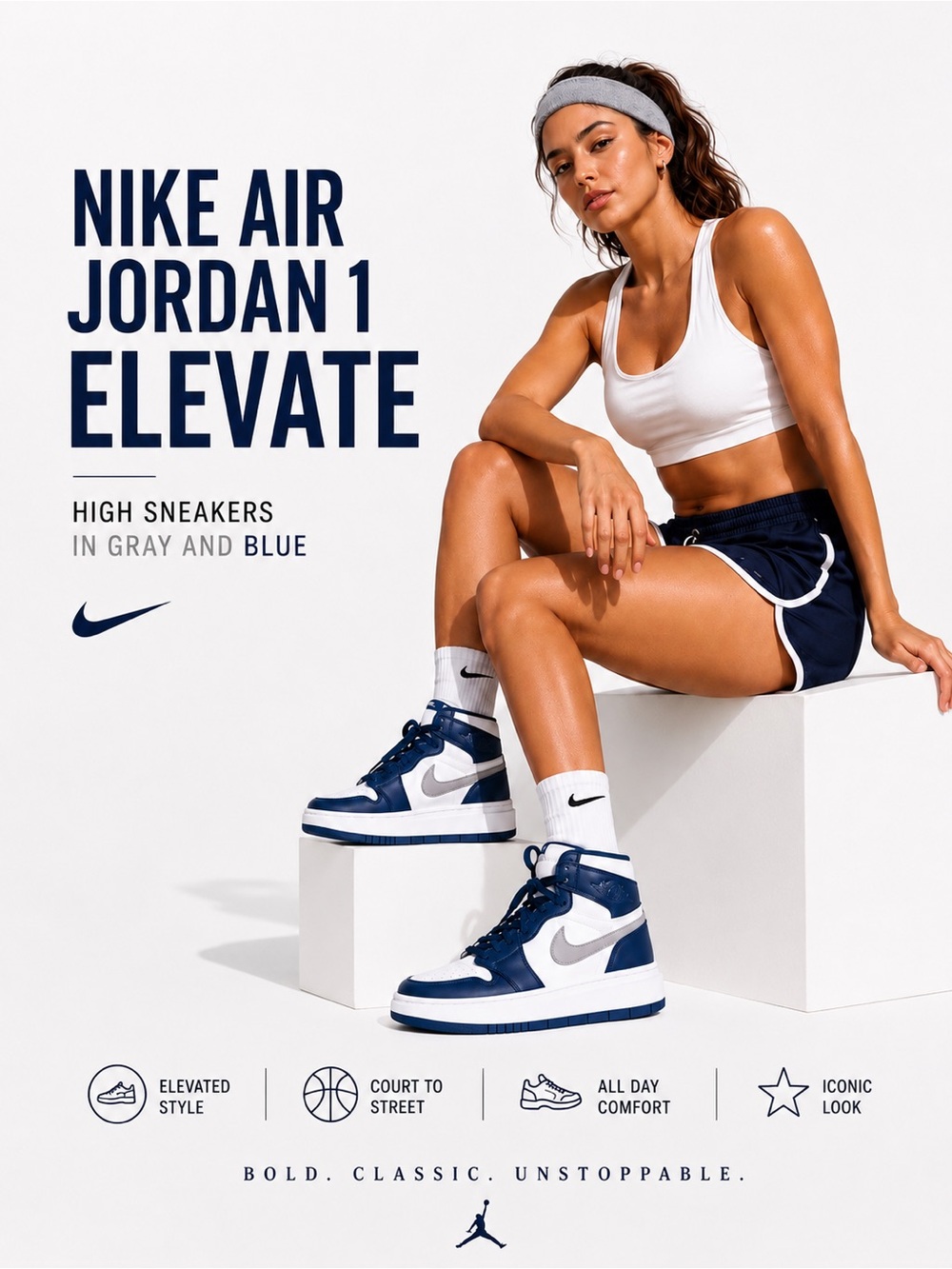 Nike Air Jordan 1 Elevate high sneakers in gray and blue size 11 NWT